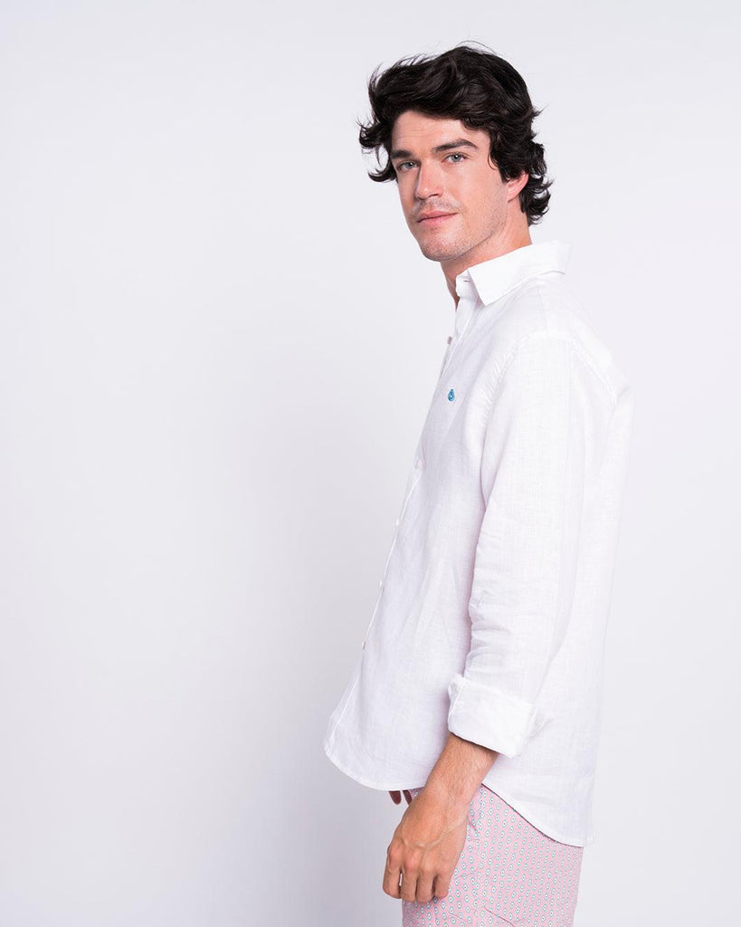 Camisa Lino Drop Blanca con Botones Reciclados - Batera Brand