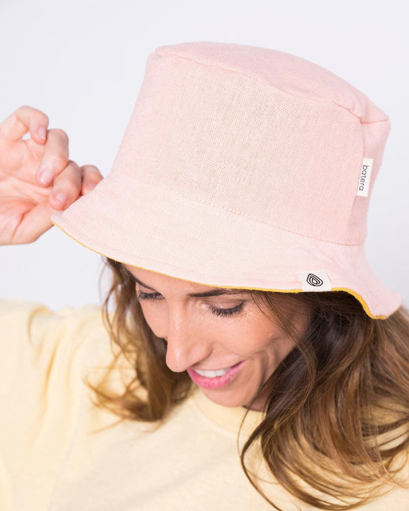 Gorro Bucket de Cáñamo, Reversible (Amarillo y Rosa) - Batera Brand