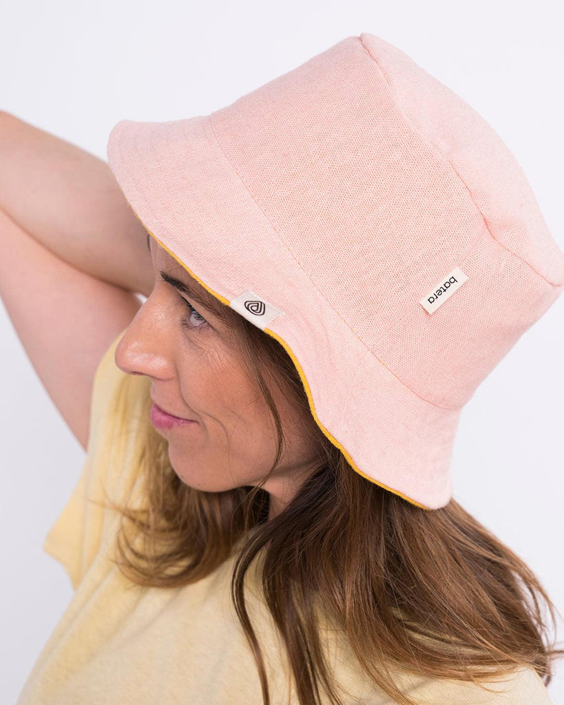 Gorro Bucket de Cáñamo, Reversible (Amarillo y Rosa) - Batera Brand