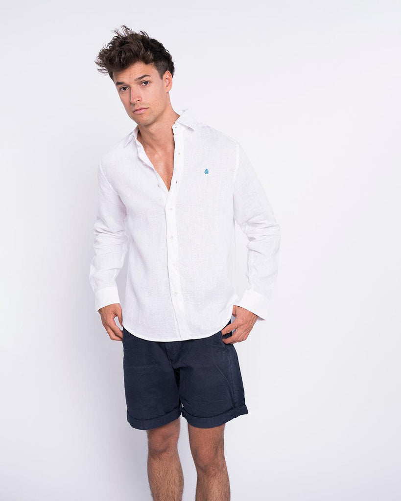 Camisa Lino Drop Blanca con Botones Reciclados - Batera Brand