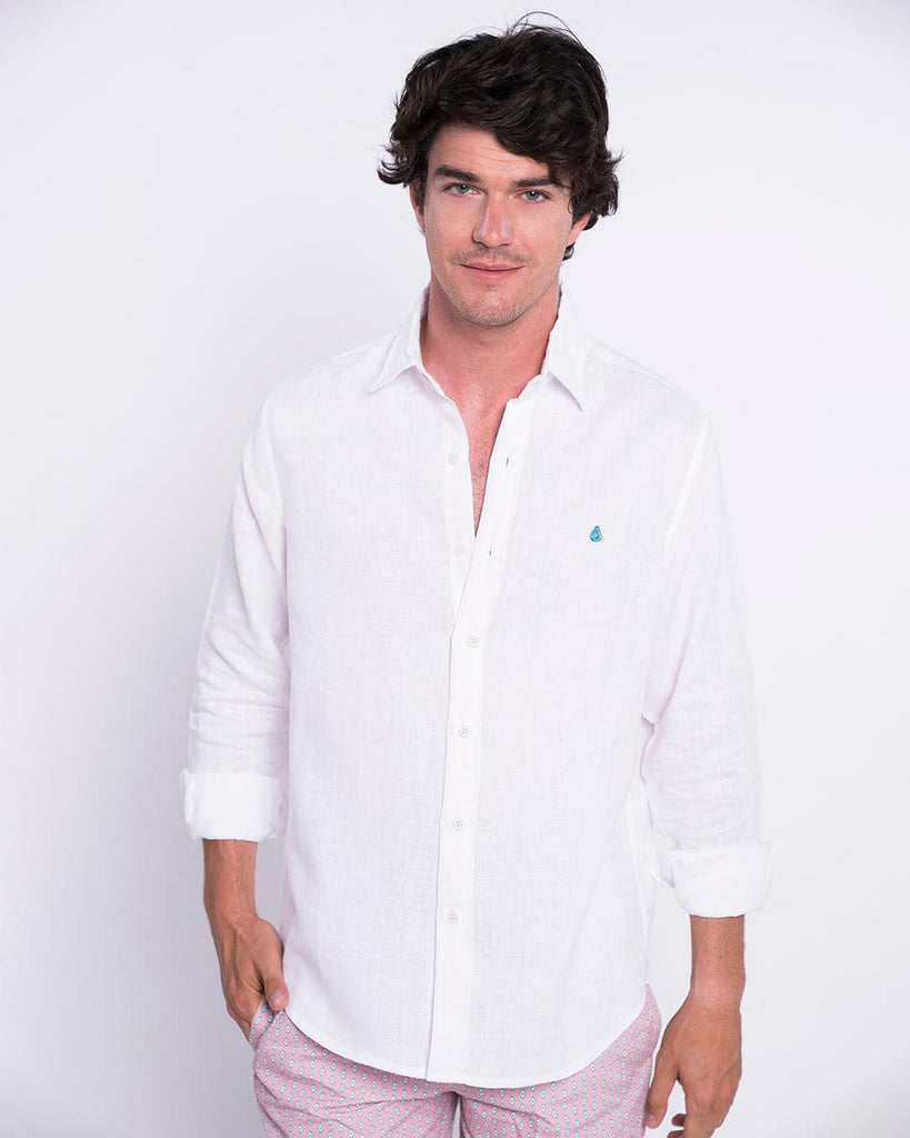 Camisa Lino Drop Blanca con Botones Reciclados - Batera Brand