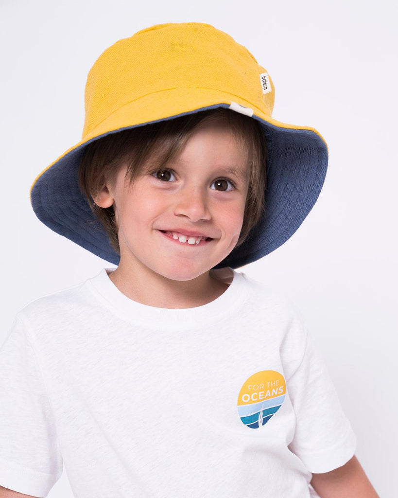 Gorro Bucket de Cáñamo, Reversible (Azul y Amarillo) - Batera Brand