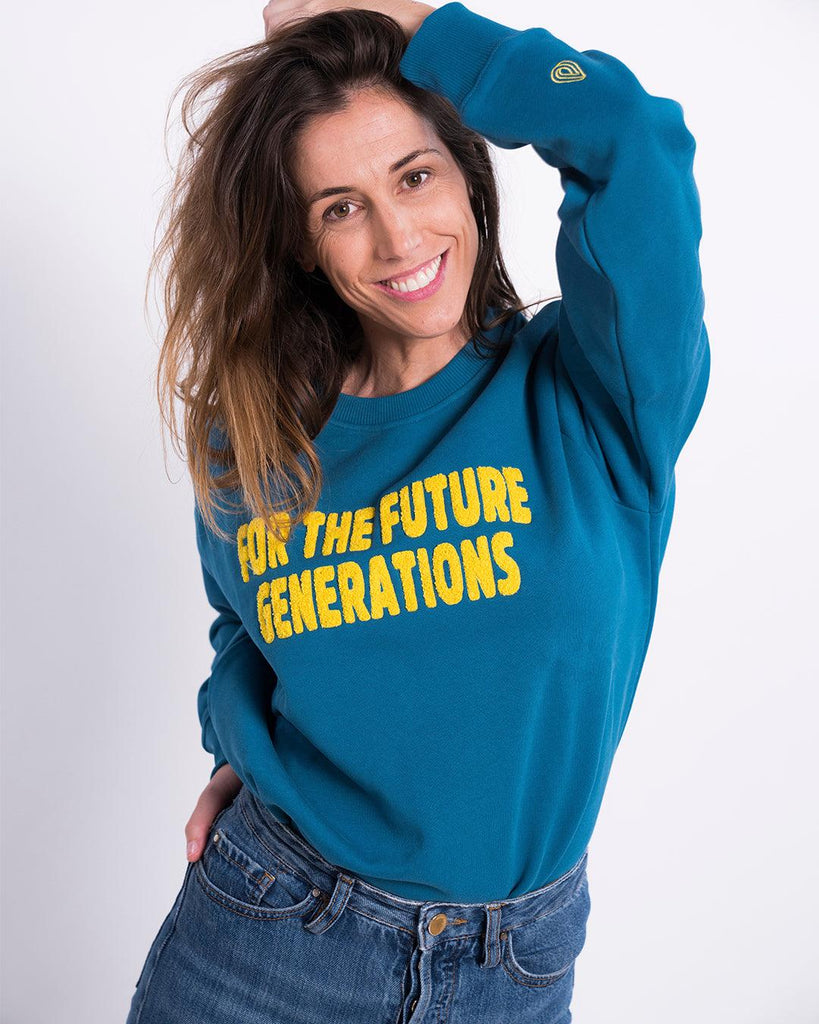 Sudadera Algodón Orgánico Future Generations Azul - Batera Brand