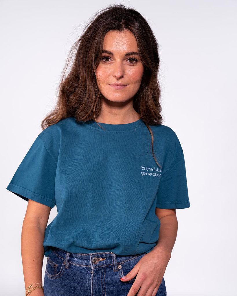 Camiseta Algodón Orgánico Future Generations Azul - Batera Brand